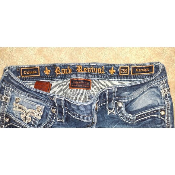 Rock Revival Jeans Women's Size 28x30 Celinda Straight Fit Bling Pockets - Picture 2 of 4